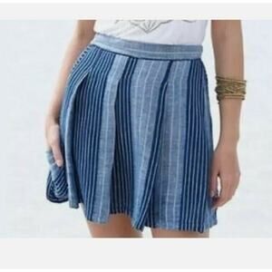 Ace & Jig Mini Skirt Women XS Boro Blue Striped Linen Cotton Pleated Preppy Y2K